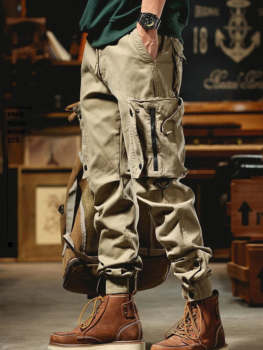 High Street Retro Multi-Pocket Overalls - Men's Fashion Brand Loose Wide-Legged Straight Casual Trousers