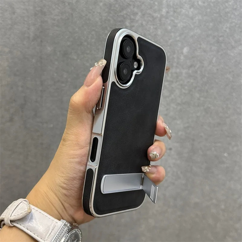 Business Plating Leather Case for iPhone 16 15 11 12 13 Pro Max 16 Plus