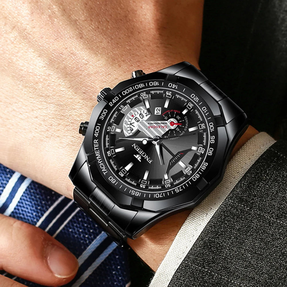 FNGEEN Men Quartz Watches Fashion Concept Decorative Dial Casual Military Sports Wristwatch Waterproof Date Luxury Men's Clock