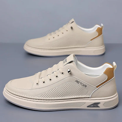 Designer Cow Leather Men's Board Shoes Spring Autumn Soft-soled Casual Sneakers for Man Fashion Platform Zapatos Para Hombre