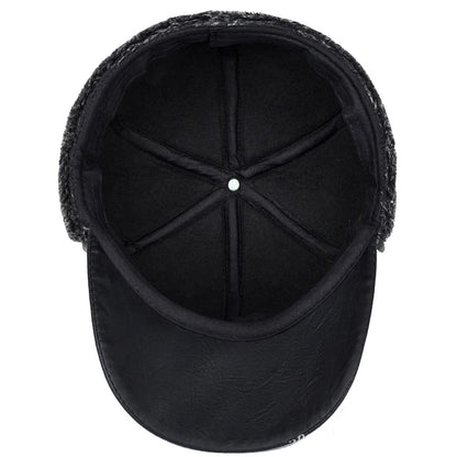 Winter New Men's Hat Imitation Leather Baseball Cap, Fashion Ear Protection Cap, Cap, Winter Outdoor Warm Hat, Elderly Hat