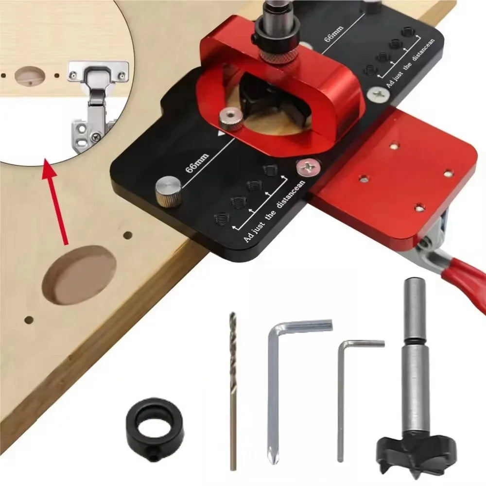 35mm Hinge Boring Jig – Hole Drilling Guide Locator with Fixture for Cabinet & Door Installation