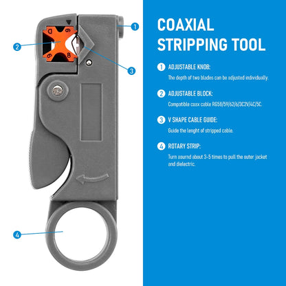 Insulated Wire Stripping Pliers – Stainless Steel Cable Stripper with Hex Wrench Accessory