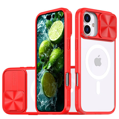 New Slide Camera Lens Protector Armor Case For iPhone 16 15 13 14 Plus 11 12 Pro Max  For Magsafe Shockproof Bumpers Clear Cover