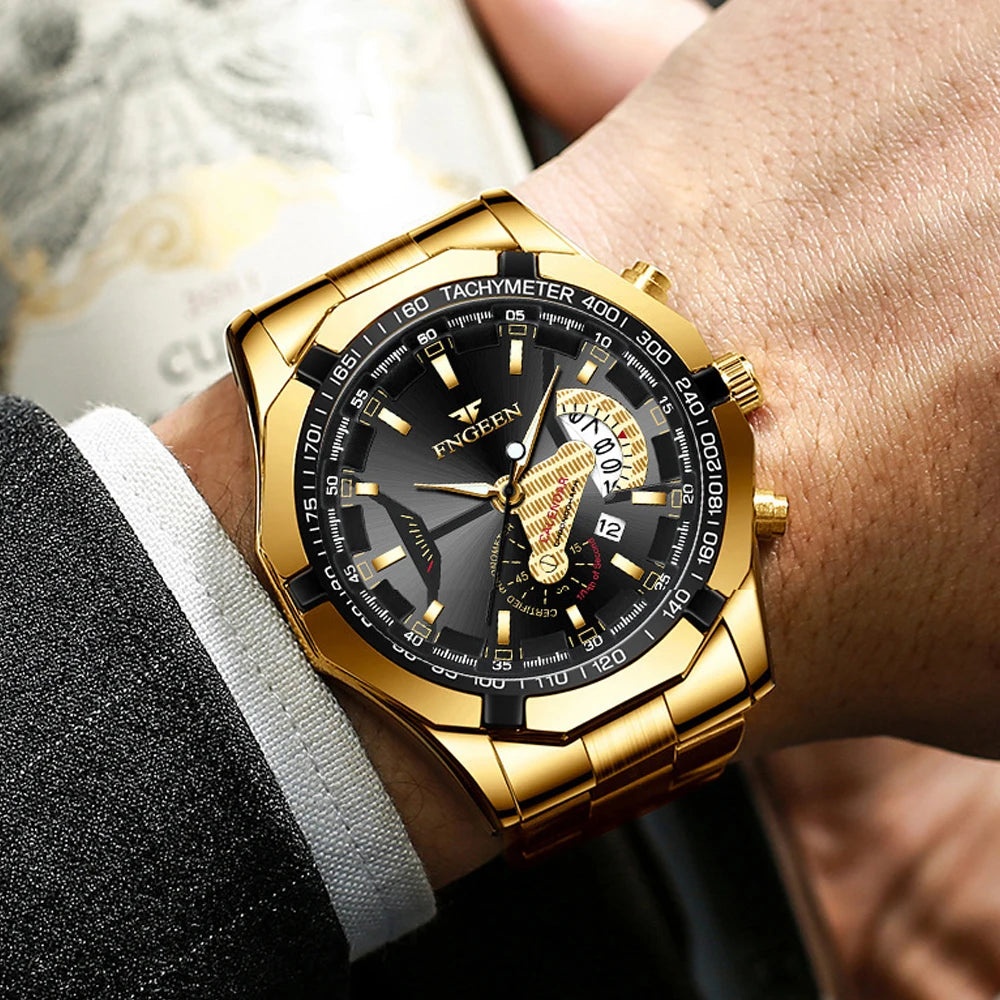FNGEEN Men Quartz Watches Fashion Concept Decorative Dial Casual Military Sports Wristwatch Waterproof Date Luxury Men's Clock
