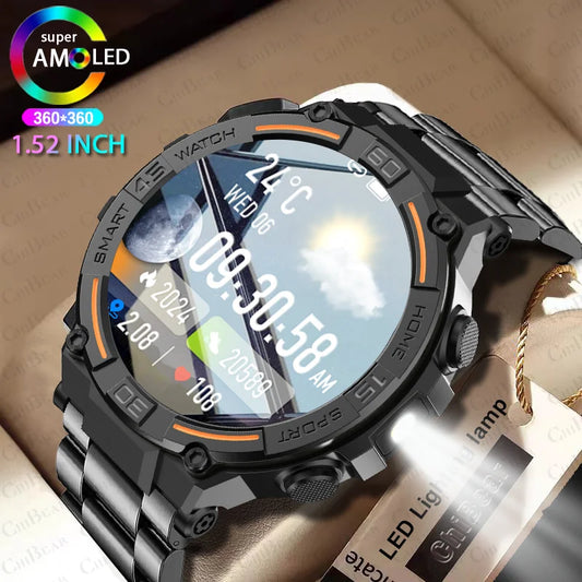 Men’s Military Smart Watch – HD Display, BT Calling, Heart Rate, Waterproof, Android/iOS