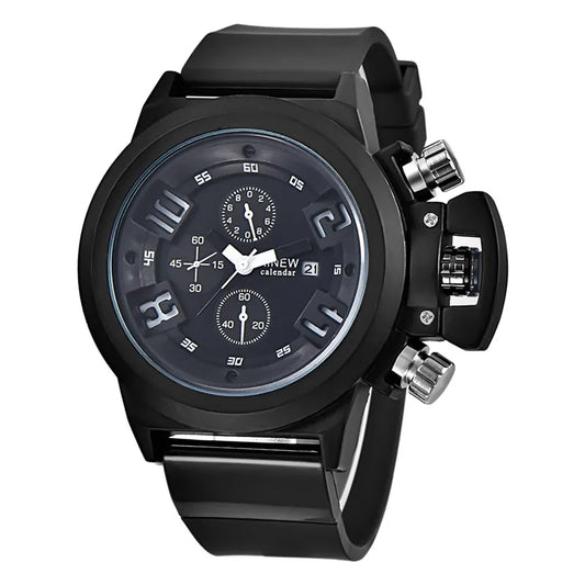 Men's Big Brand Sports Watch – Military Style Quartz Watch with Date, Rubber Band | Casual Gift for Boys & Students