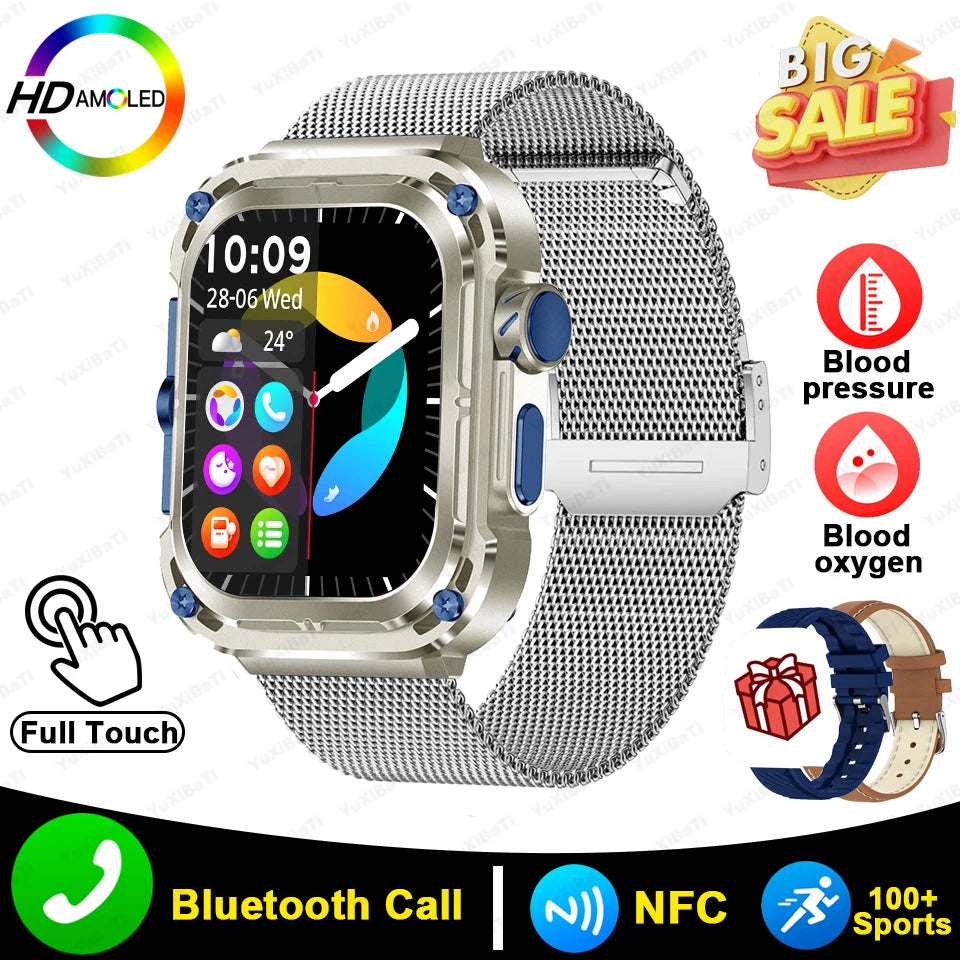 2024 New 2.1" Ultra HD NFC Bluetooth Call Smart Watch Men Compass GPS Track 460mAH Battery Waterproof Watches For Huawei Xiaomi