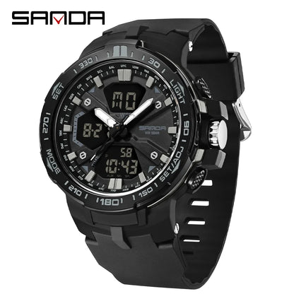 SANDA New 3333 Fashion Men's Electronic Watch Outdoor Sports Multi functional Waterproof LED Student Digital Electronic Watch