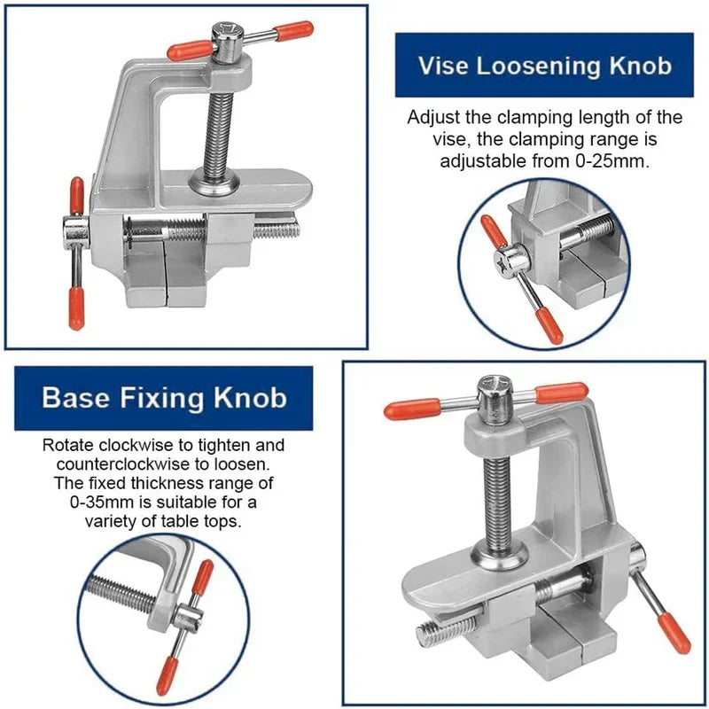 3.5" Mini Bench Vise – Multifunctional Aluminum Clamp for Jewelry & Hobby Work