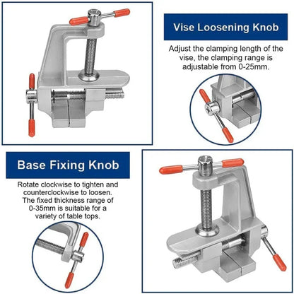 3.5" Mini Bench Vise – Multifunctional Aluminum Clamp for Jewelry & Hobby Work