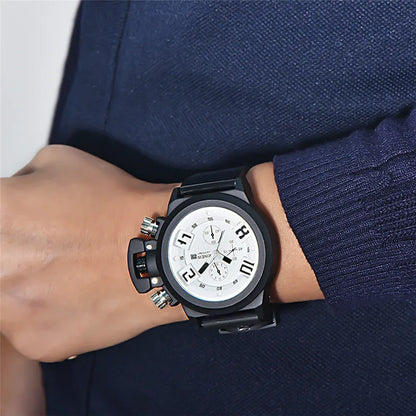 Men's Big Brand Sports Watch – Military Style Quartz Watch with Date, Rubber Band | Casual Gift for Boys & Students