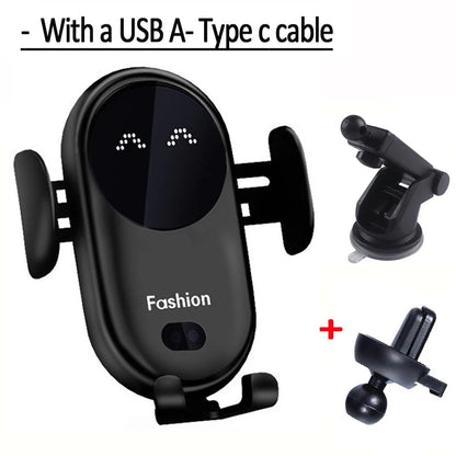 30W Wireless Car Charger & Phone Mount – Fast Charging, Intelligent Infrared Sensor, 360° Rotation