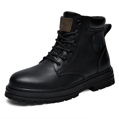 Big Size 49 50 51 Winter Black Leather Boots Men Women Couples Fashion Ankle Boot