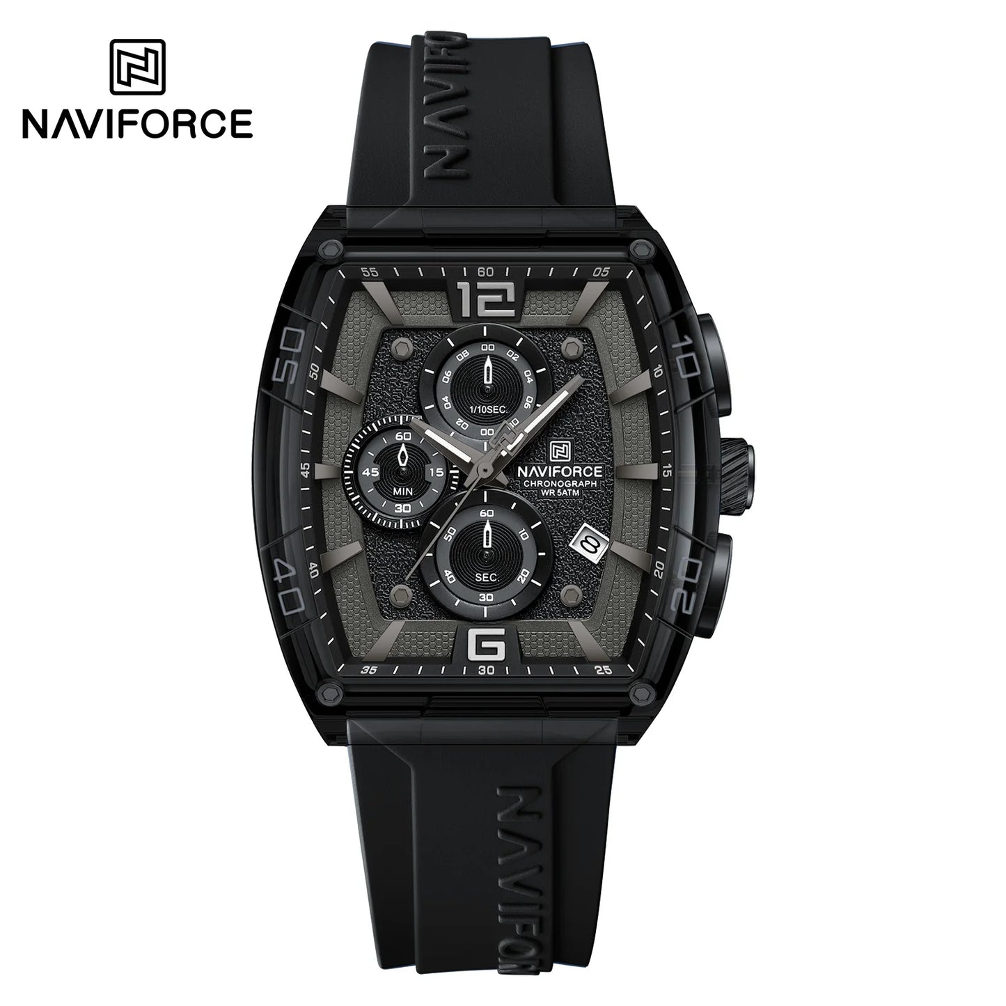 Casual Men’s Quartz Watch – Tonneau Dial with Luminous Display, Waterproof Silicone Strap | Outdoor Sports Fashion Watch