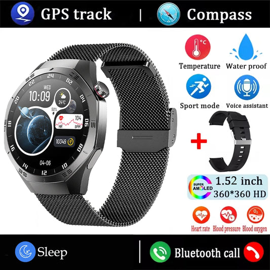 GT5 Pro Men's Smart Watch – AMOLED Screen, Built-in GPS, Heart Rate & Motion Tracking, Bluetooth Calling, Waterproof