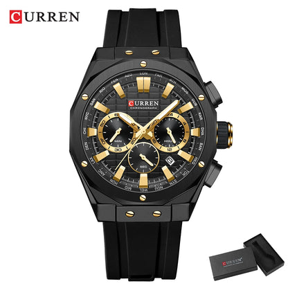 Men’s Casual Sports Quartz Watch – Business Chronograph Wristwatch with Date & Silicone Band