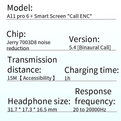 A12 Pro TWS Wireless Earbuds - Touch Control, LCD Screen, ENC Noise Cancelling