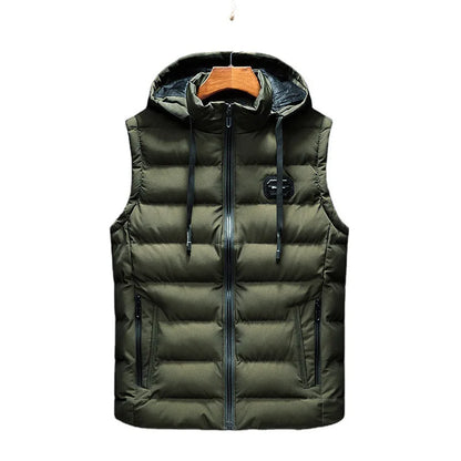 Men's Oversized Sleeveless Casual Jacket - Zipper Down Vest in Solid Colors for Autumn & Winter Warmth