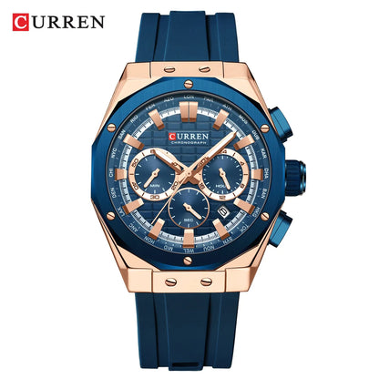 Men’s Casual Sports Quartz Watch – Business Chronograph Wristwatch with Date & Silicone Band