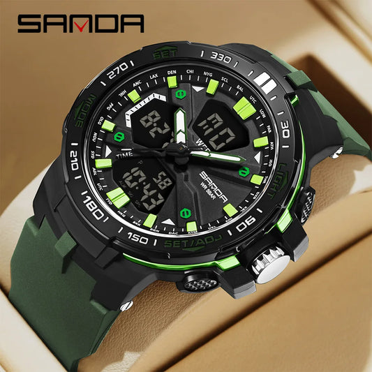 SANDA New 3333 Fashion Men's Electronic Watch Outdoor Sports Multi functional Waterproof LED Student Digital Electronic Watch