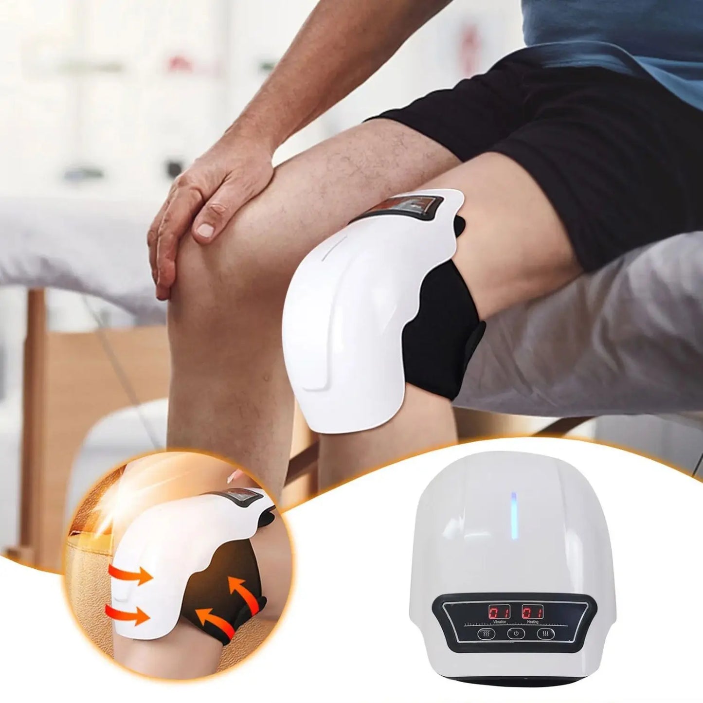 Wireless Heated Knee Massager with Vibration & Constant Temperature - Electric Heating Pad with Wormwood for Ultimate Comfort