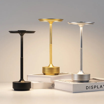 Rechargeable Alloy Table Lamp for Bedroom Wireless Touch Lamp Camping Candle Creative Desk Lamp USB-C Charging 2400mAh