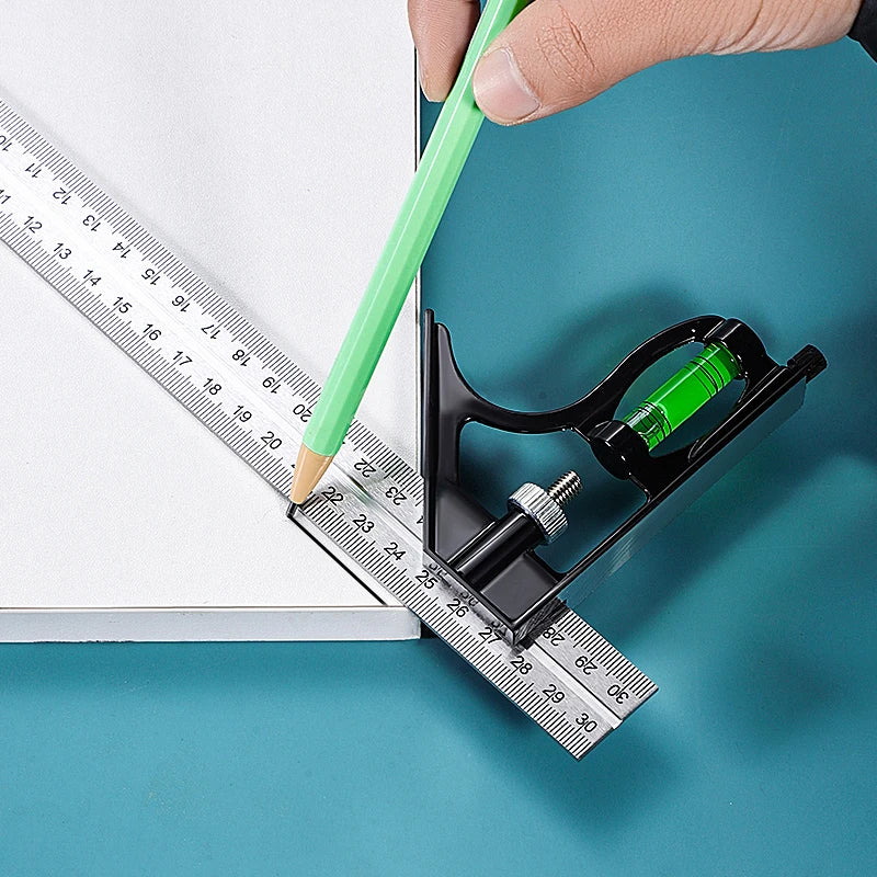 Multifunctional Adjustable Ruler & Protractor – Right Angle Movable Measuring Tool