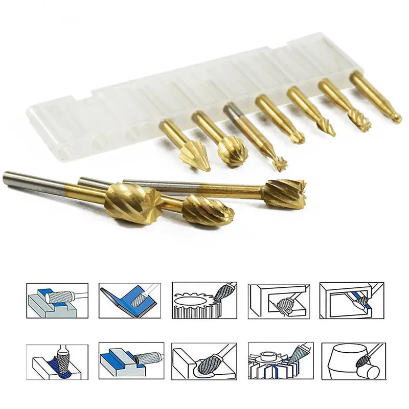 10pcs HSS Router Bits Wood Cutter Milling Fits Dremel Rotary Tool Set 1/8" 3mm Shank Carpentry Router Bits For Rotary Tools DIY