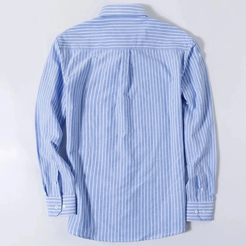 100% Pure Cotton Men’s Long Sleeve Dress Shirt - Oxford Plaid & Striped Styles, Regular Fit S-6XL for Work & Casual Wear