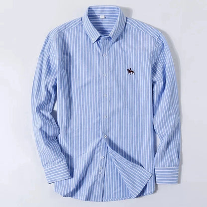 100% Pure Cotton Men’s Long Sleeve Dress Shirt - Oxford Plaid & Striped Styles, Regular Fit S-6XL for Work & Casual Wear