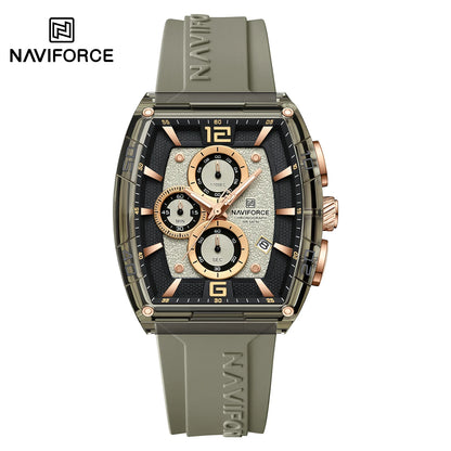 Casual Men’s Quartz Watch – Tonneau Dial with Luminous Display, Waterproof Silicone Strap | Outdoor Sports Fashion Watch