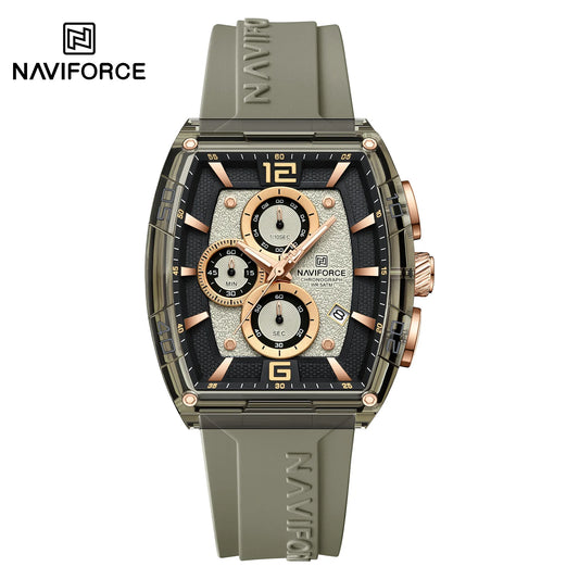 Casual Men’s Quartz Watch – Tonneau Dial with Luminous Display, Waterproof Silicone Strap | Outdoor Sports Fashion Watch