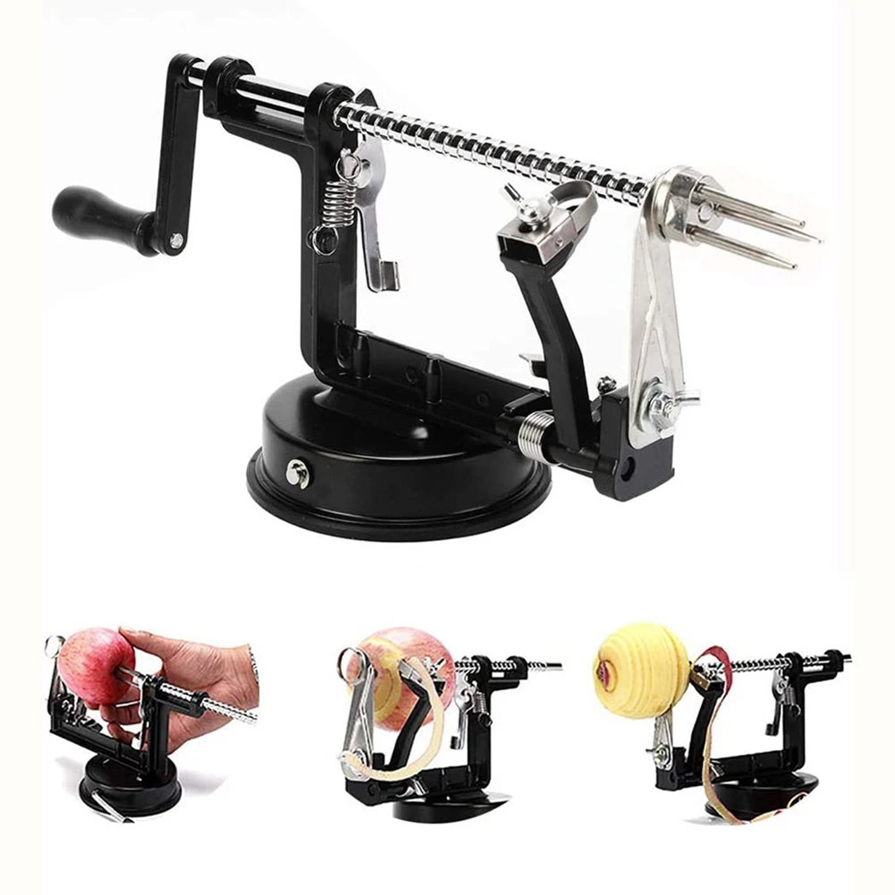 3 in 1 Hand-cranked Fruit Peeler Stainless Steel Potato Apple Peeling Machine with Suction Base for Household Kitchen Gadget