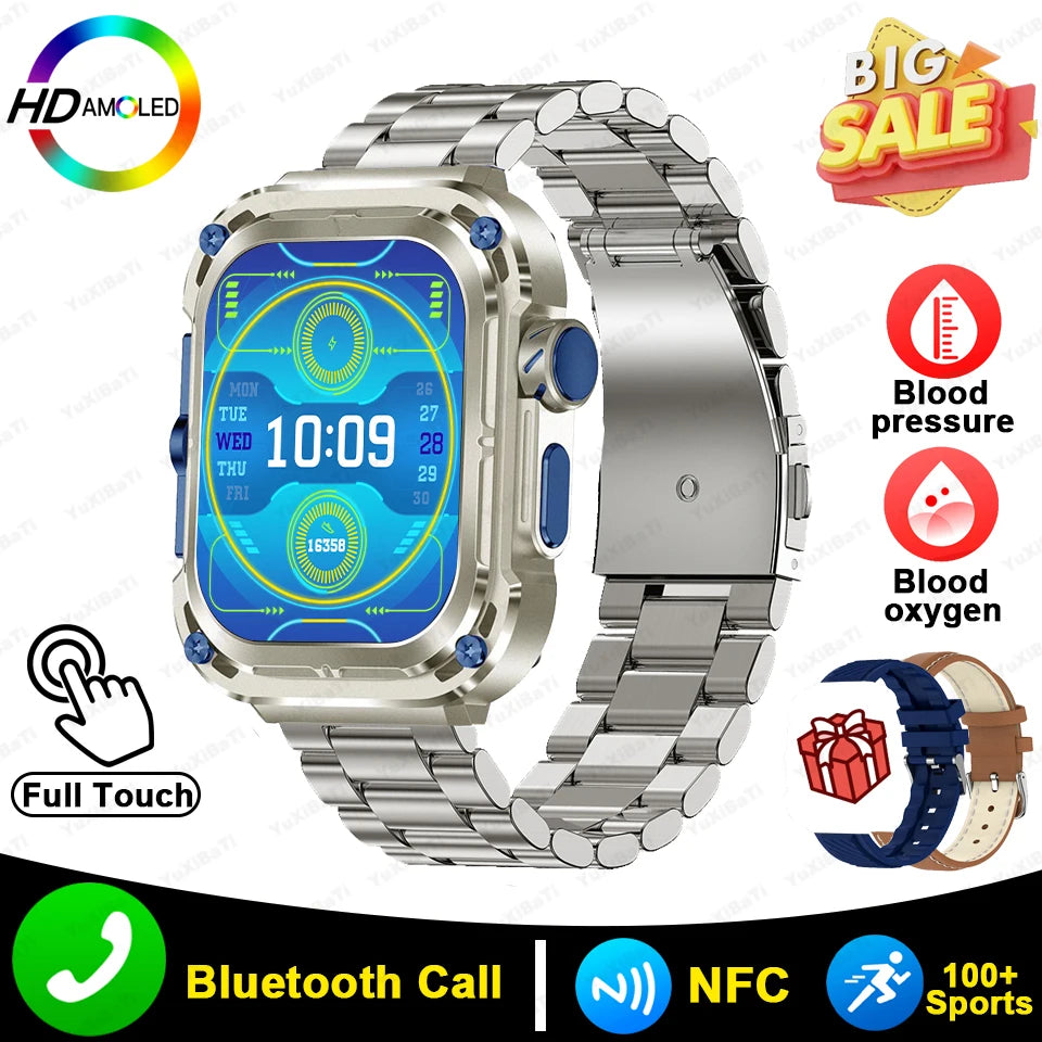 2024 New 2.1" Ultra HD NFC Bluetooth Call Smart Watch Men Compass GPS Track 460mAH Battery Waterproof Watches For Huawei Xiaomi