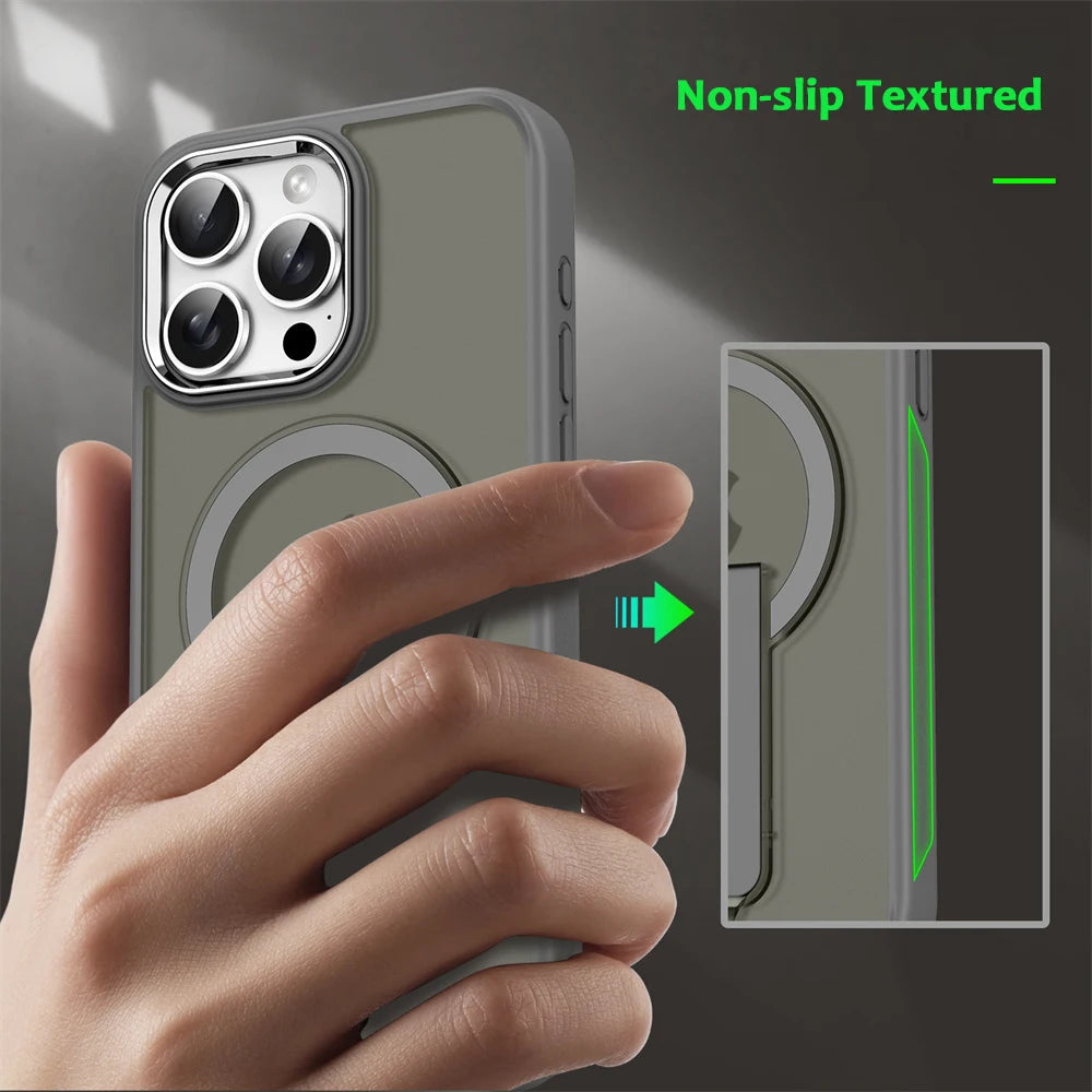 Luxury Folding Stand Magnetic Phone Case For iPhone 16 15 14 Plus 13 12 11 Pro Max