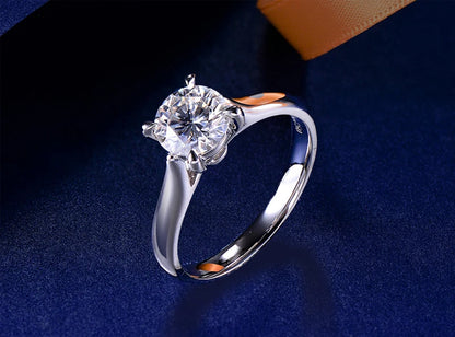 With Certificate 18K White Gold Color Rings for Women