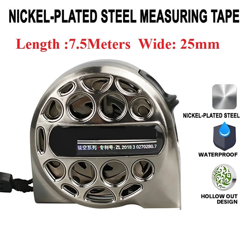 3/5/7.5M Metric Tape Measure Stainless Steel Anti-corrosion Retractable Metric Ruler Hollow Design Woodworking Measuring Tool