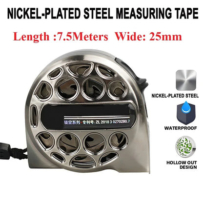 3/5/7.5M Metric Tape Measure Stainless Steel Anti-corrosion Retractable Metric Ruler Hollow Design Woodworking Measuring Tool