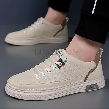 Men Leather Casual Shoes 2024 Summer New Fashion Leather Casual Outdoor Walking Men White Casual Sports Shoes