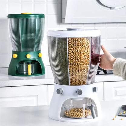 Multifunctional Rotating Food Storage Box With Lid Moisture Insect Proof Grain Organizer Moisture Proof Separat Rice Bucket