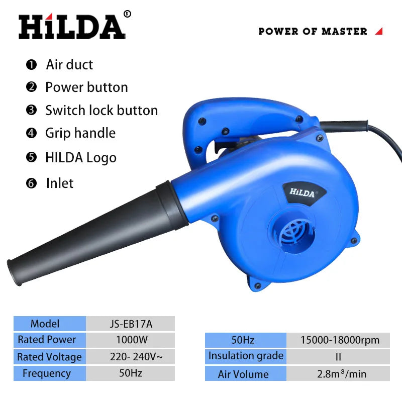 HILDA Air Blower Dust Blower 1000W Computer Cleaner Electric Air Blower 청소기 Dust Blowing Dust Computer Dust Collector Blower
