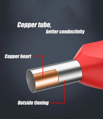 130/380/600PCS TE double wire tube type pre-insulated terminal European pin type cold pressed terminal pin type copper tube end