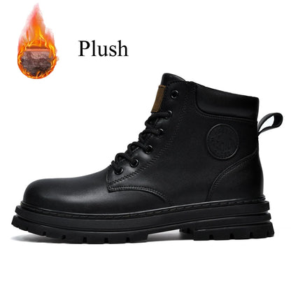 Big Size 49 50 51 Winter Black Leather Boots Men Women Couples Fashion Ankle Boot