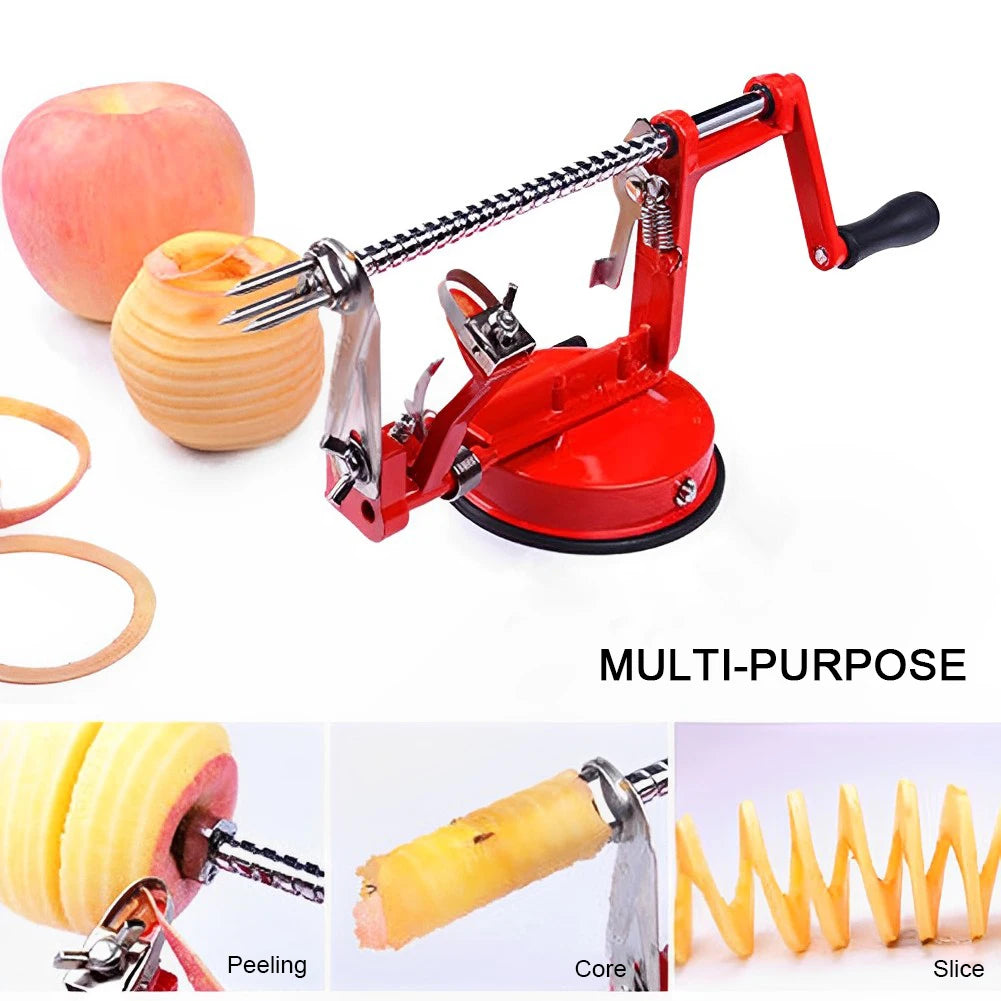 3 in 1 Hand-cranked Fruit Peeler Stainless Steel Potato Apple Peeling Machine with Suction Base for Household Kitchen Gadget