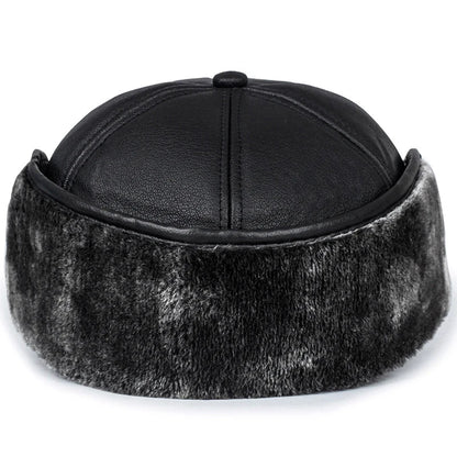 Winter New Men's Hat Imitation Leather Baseball Cap, Fashion Ear Protection Cap, Cap, Winter Outdoor Warm Hat, Elderly Hat