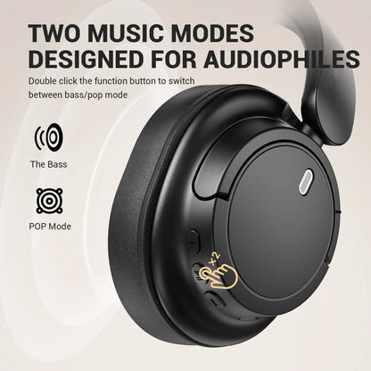 SuperEQ V16 Wireless & Wired Over-Ear Headphones – Bluetooth 5.3, 90H Playtime, Foldable Design, Mic & Bass/Pop Modes