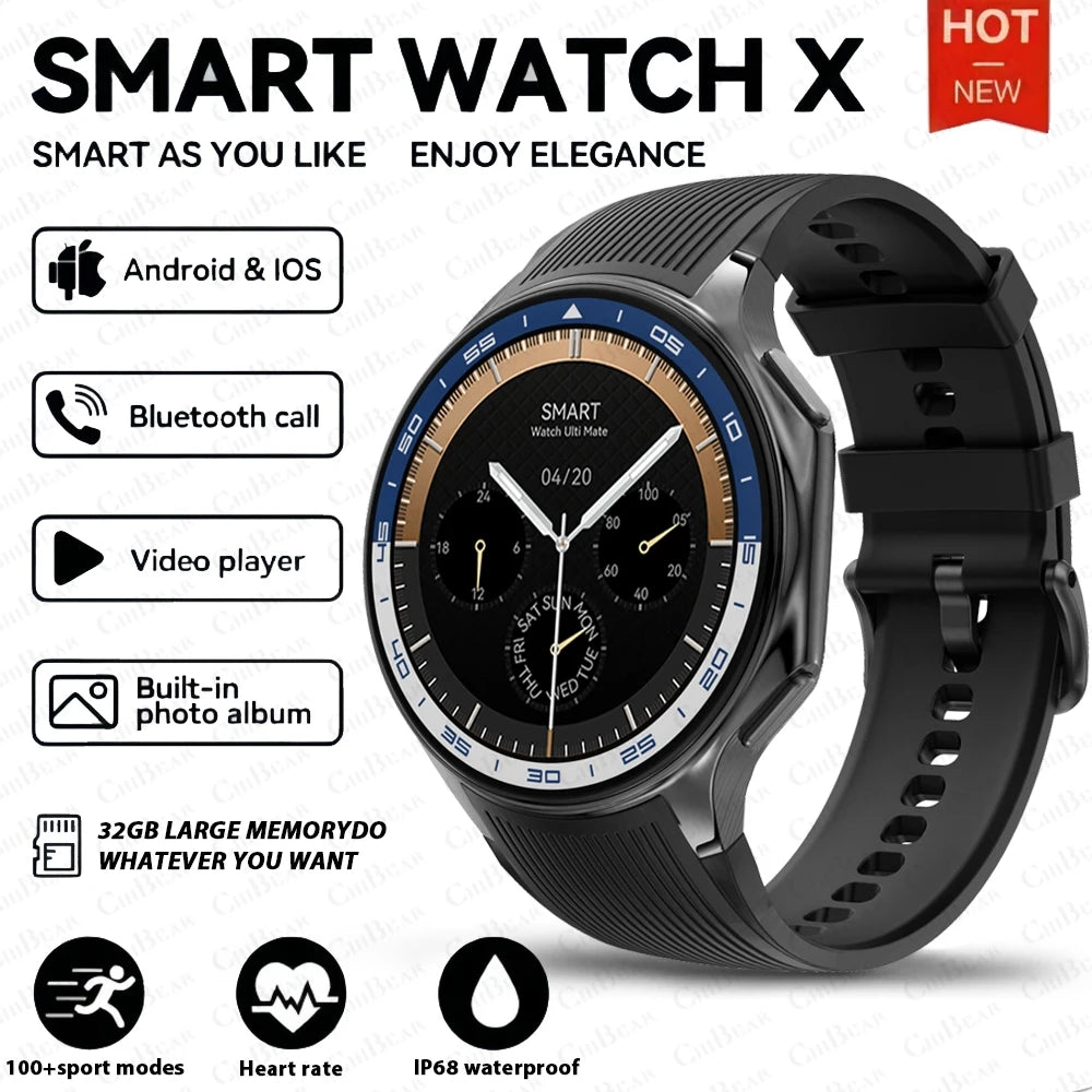 2024 New For HUAWEI IOS Watch X High-End Business Watch 32G Large Memory Album Smartwatch Men Sports Fitness Waterproof Bracelet