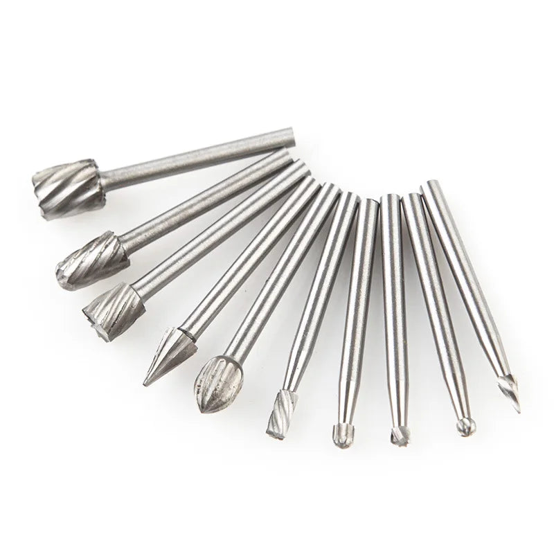 10pcs HSS Router Bits Wood Cutter Milling Fits Dremel Rotary Tool Set 1/8" 3mm Shank Carpentry Router Bits For Rotary Tools DIY