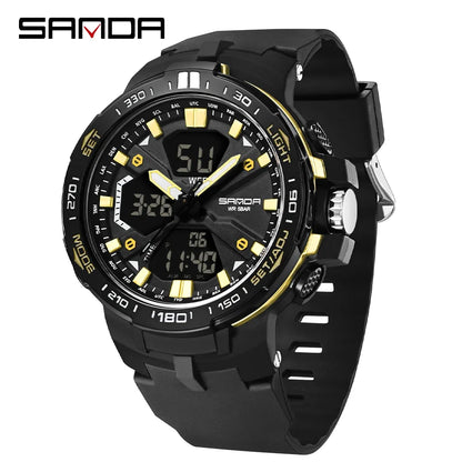 SANDA New 3333 Fashion Men's Electronic Watch Outdoor Sports Multi functional Waterproof LED Student Digital Electronic Watch